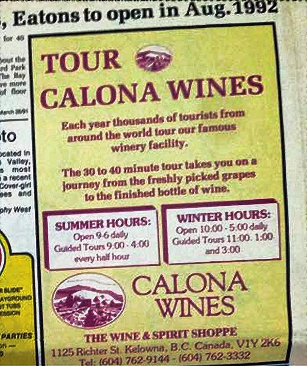 Calona Wine ad 1992