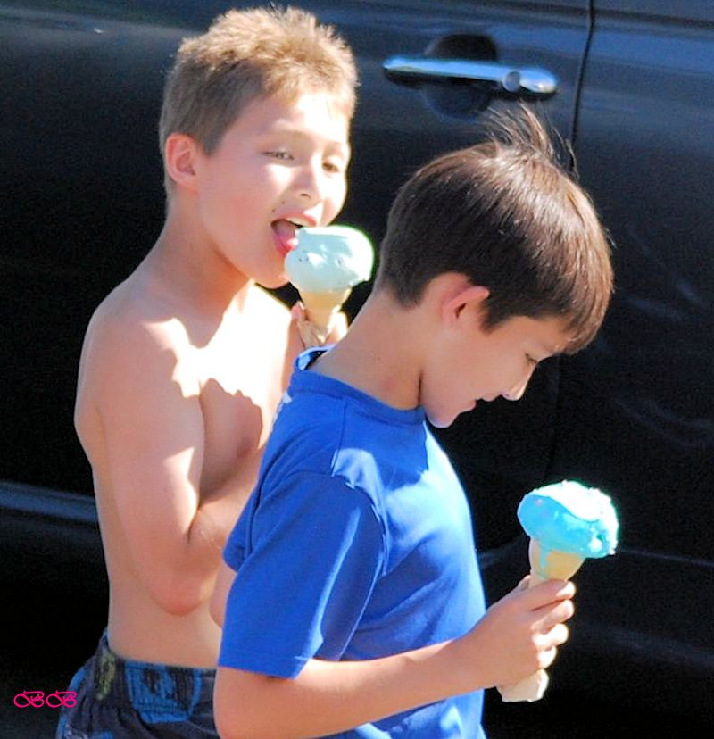 Young Boys eating Ice Cream